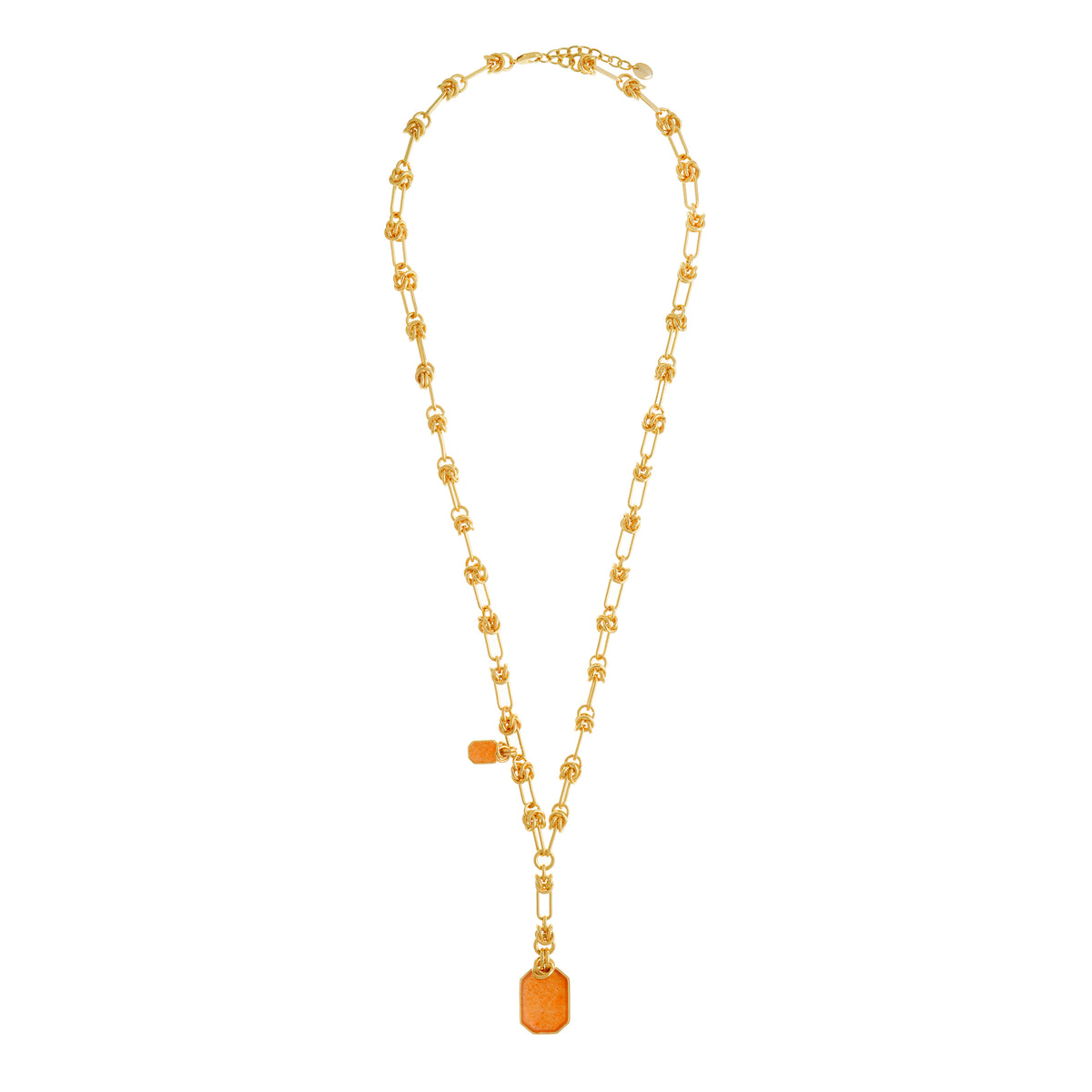 Icon Double Pendant Long Peach Calcite Necklace