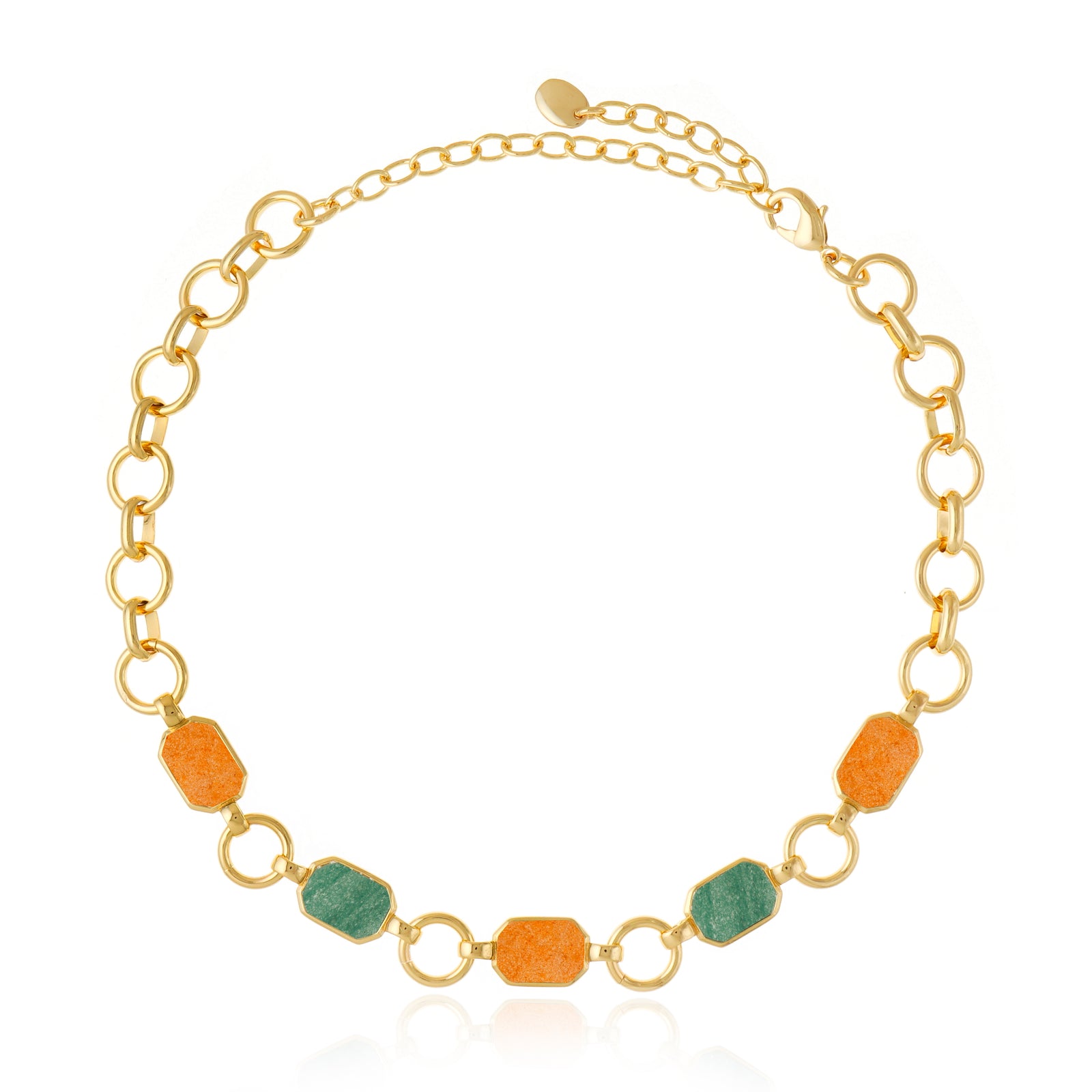 Icon Organic Peach Calcite and Green Aventurine Choker