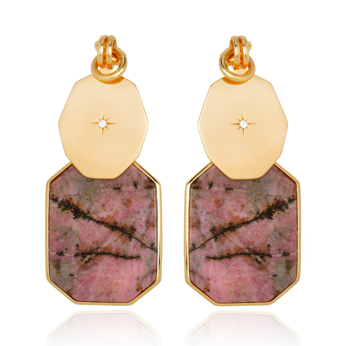 Icon Lux Double Stack Rhodonite Earring