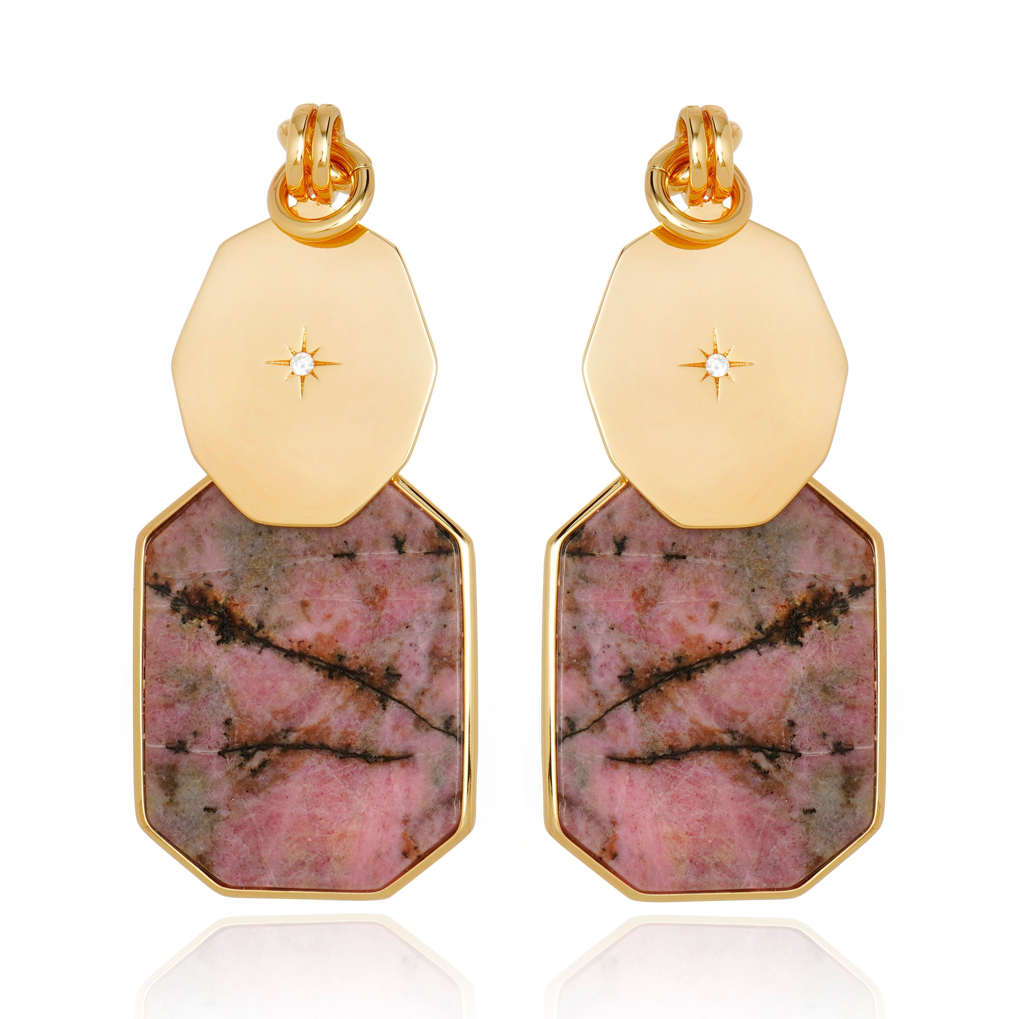 Icon Lux Double Stack Rhodonite Earring