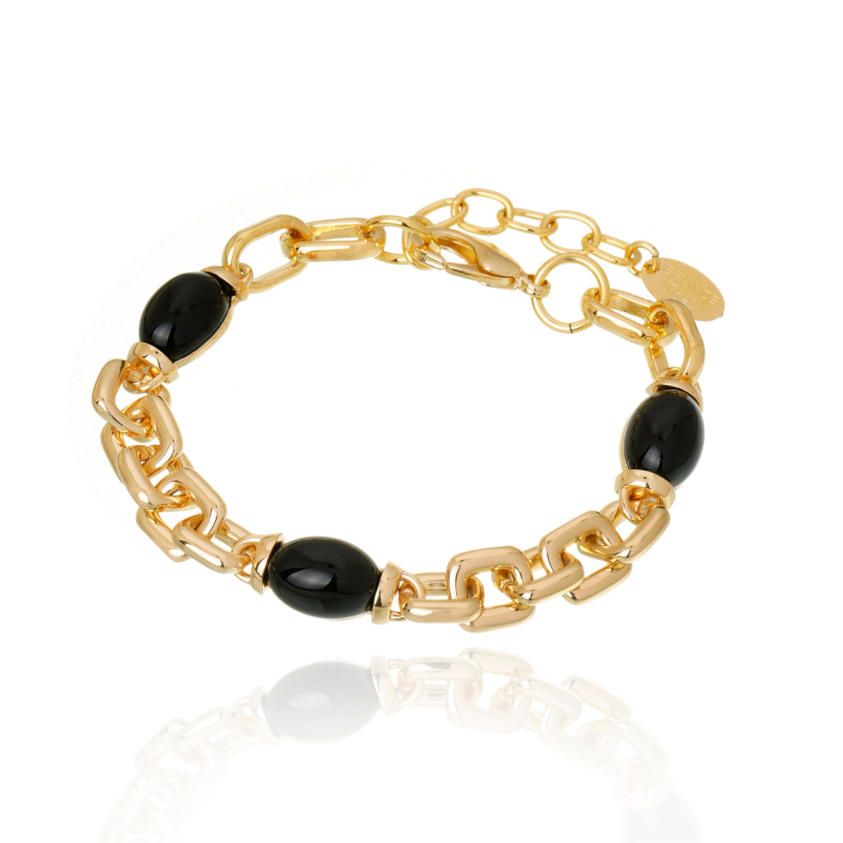 Capri Bracelet Black Agate 18K Gold Plated