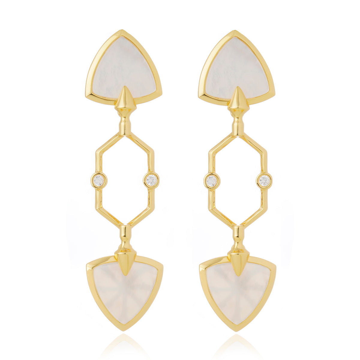 Himeros Long Earrings White Mother of Pearl