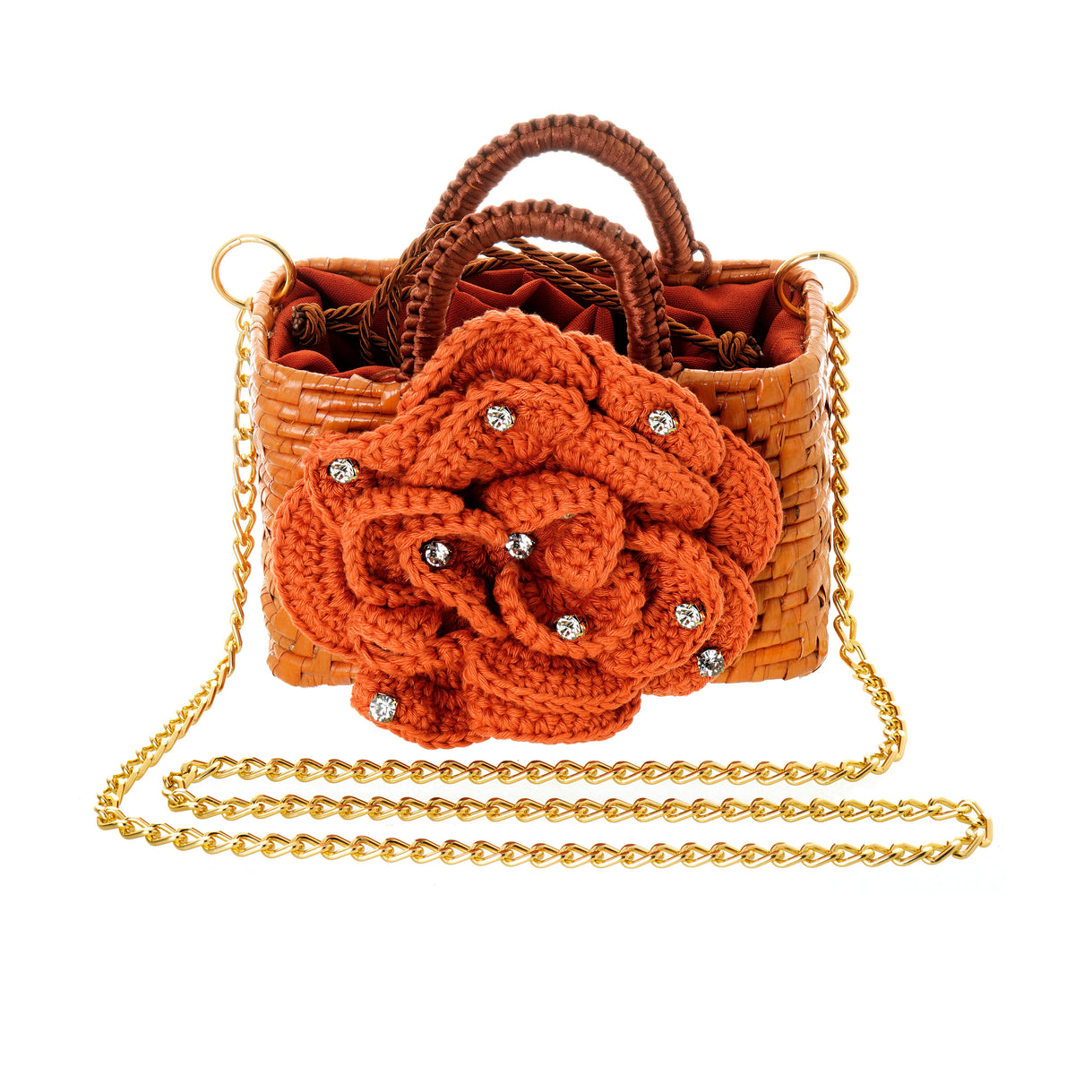 Crochet Flower Trunk  Brown