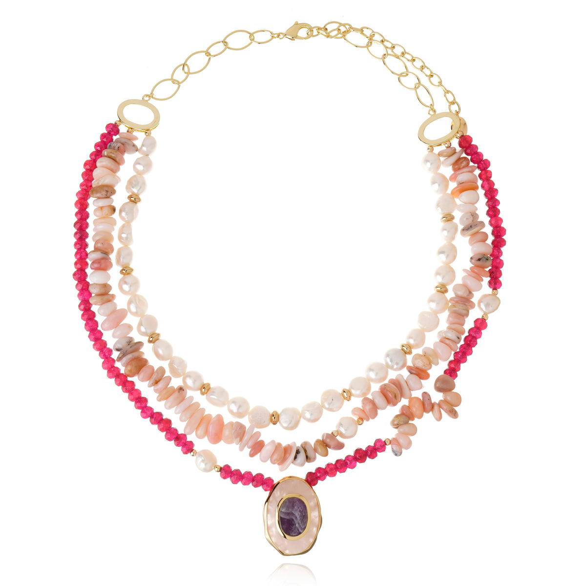 Affection 3Layer Pendant - RoseQuartz/Amethyst