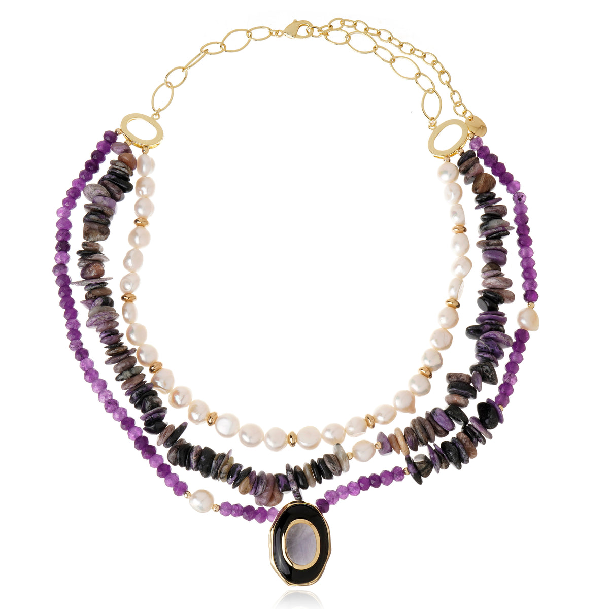 Affection 3Layer Pendant - Purple Agate and Amethyst