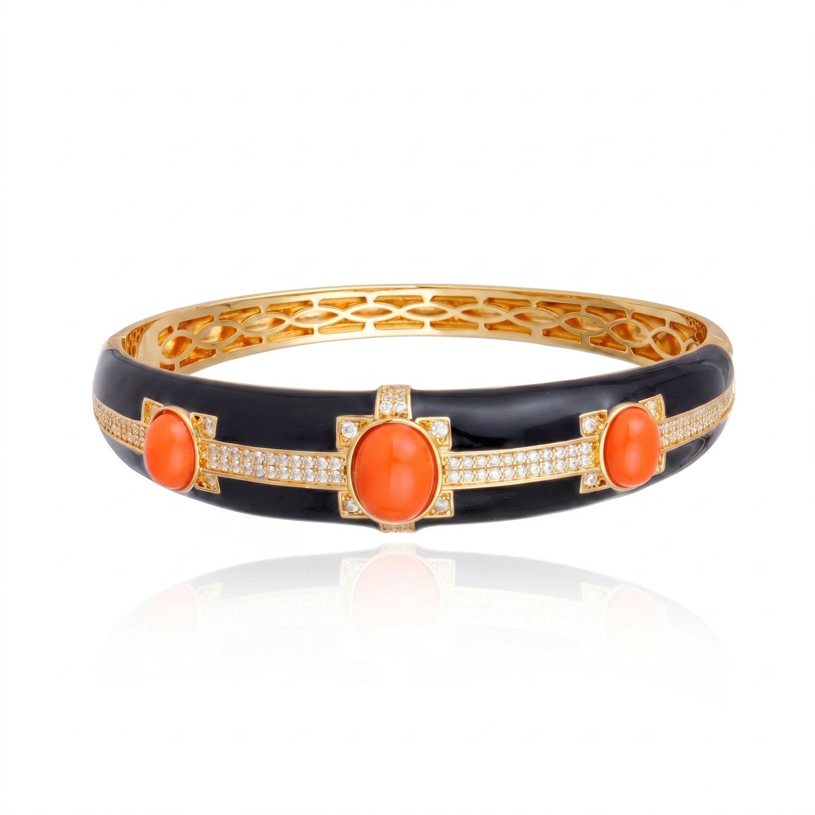 Empress Bracelet Black and Coral