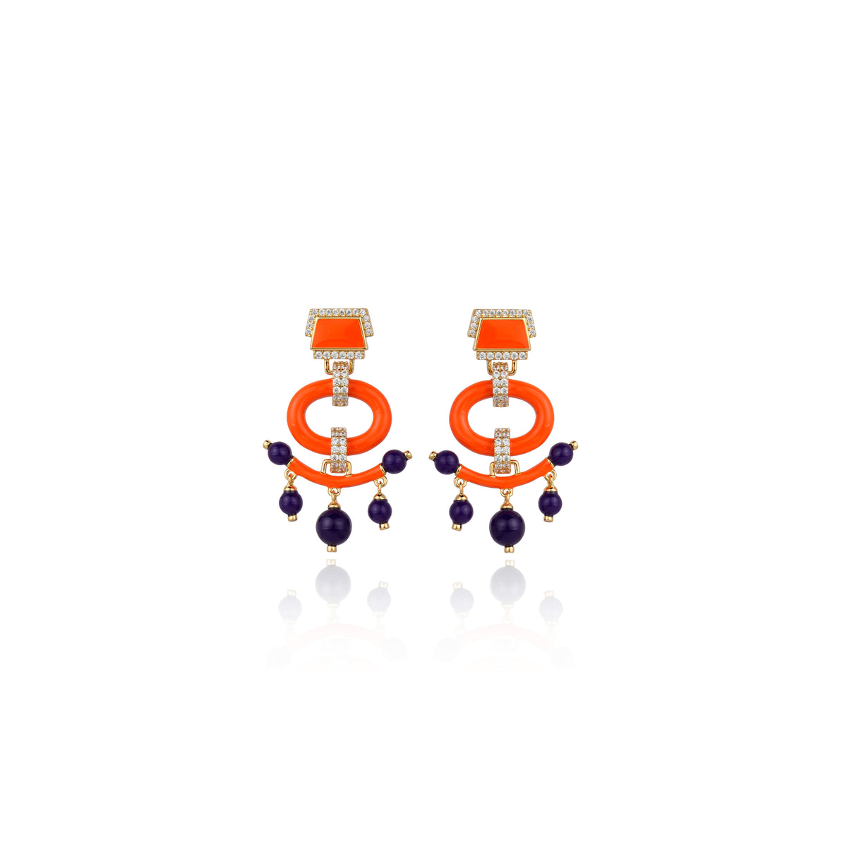 Empress Earrings Blue and Coral