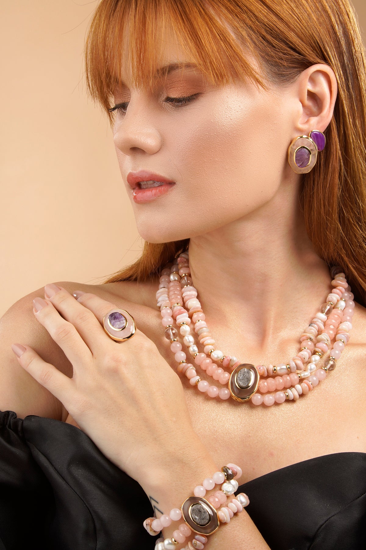 Confidence Stud - Rose Quartz Amethyst