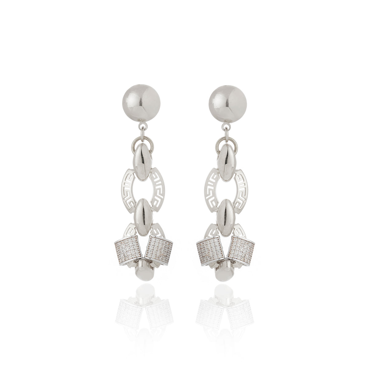 Arona Earrings Rhodium Plated