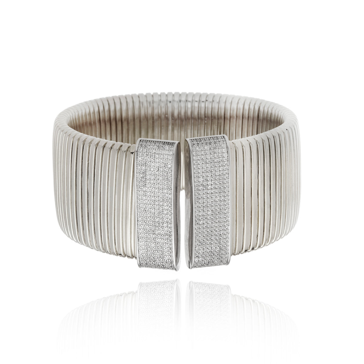 Reno Cuff Bangle Rhodium Plated