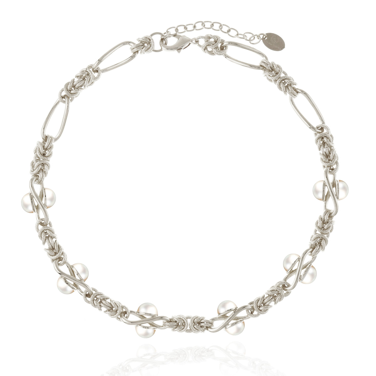 Lisanza Pearl Necklace Rhodium Plated