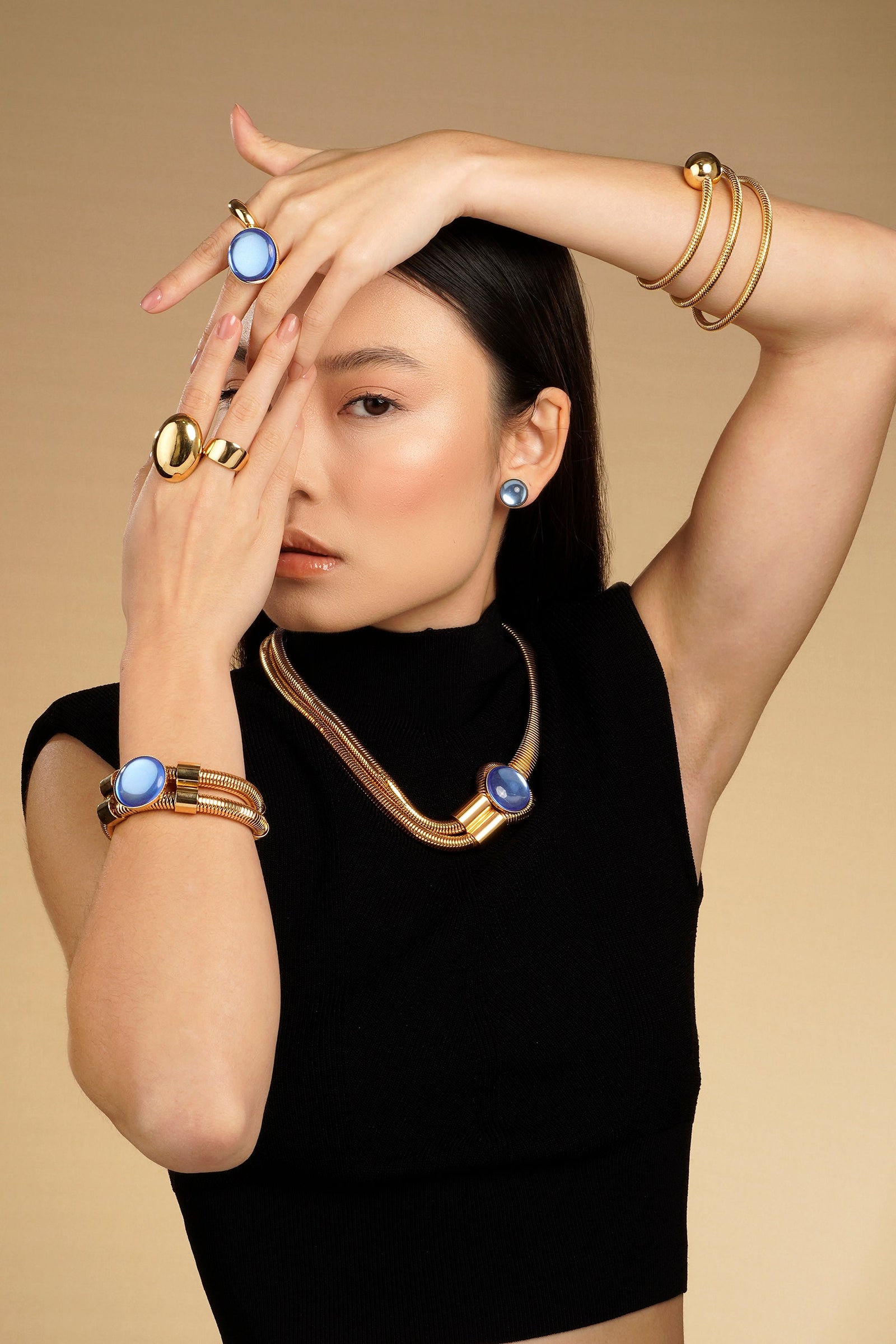 Bali Double Bracelet - Crystal Cabochon