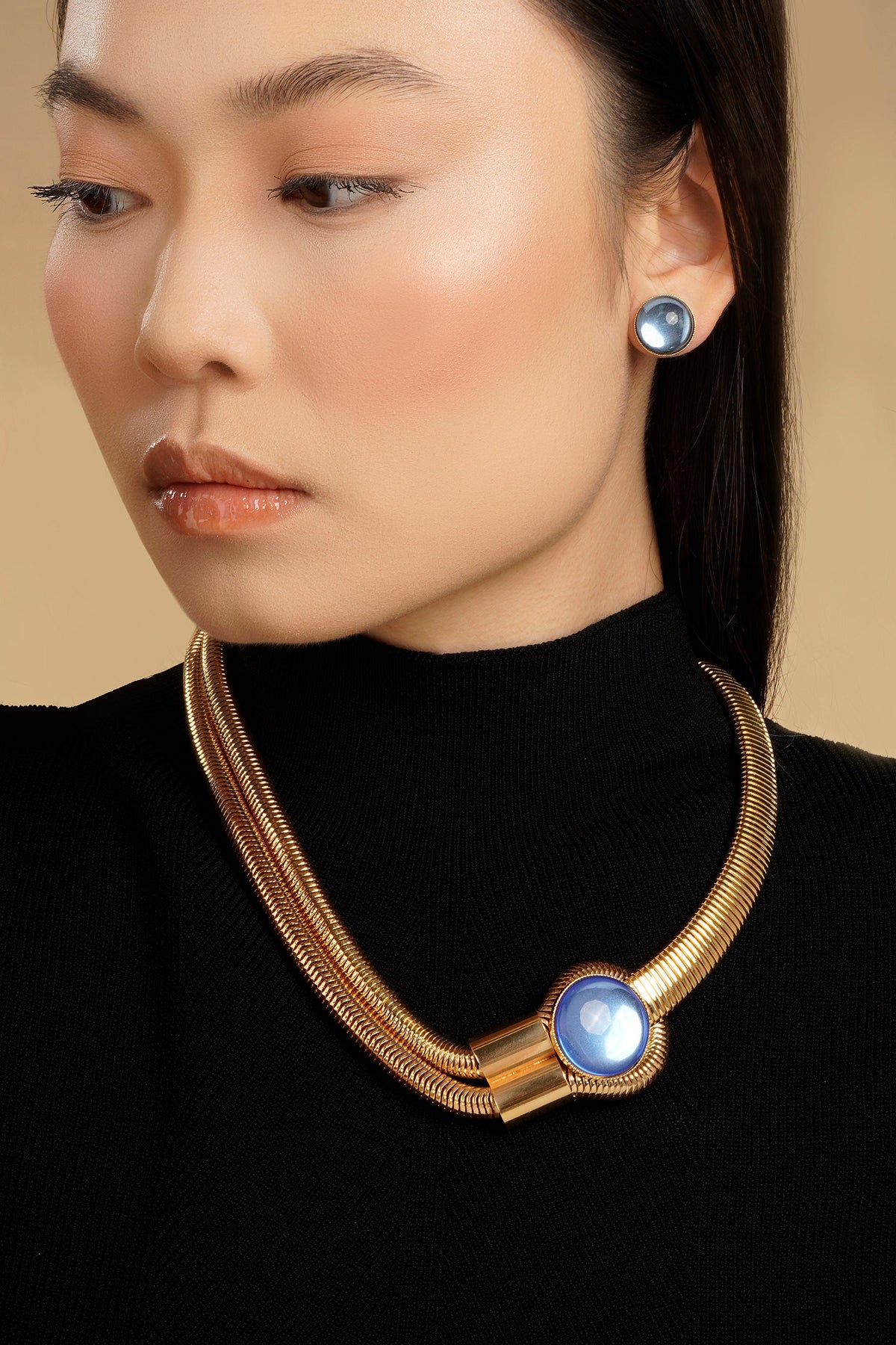 Bali Double Necklace - Black Cabochon