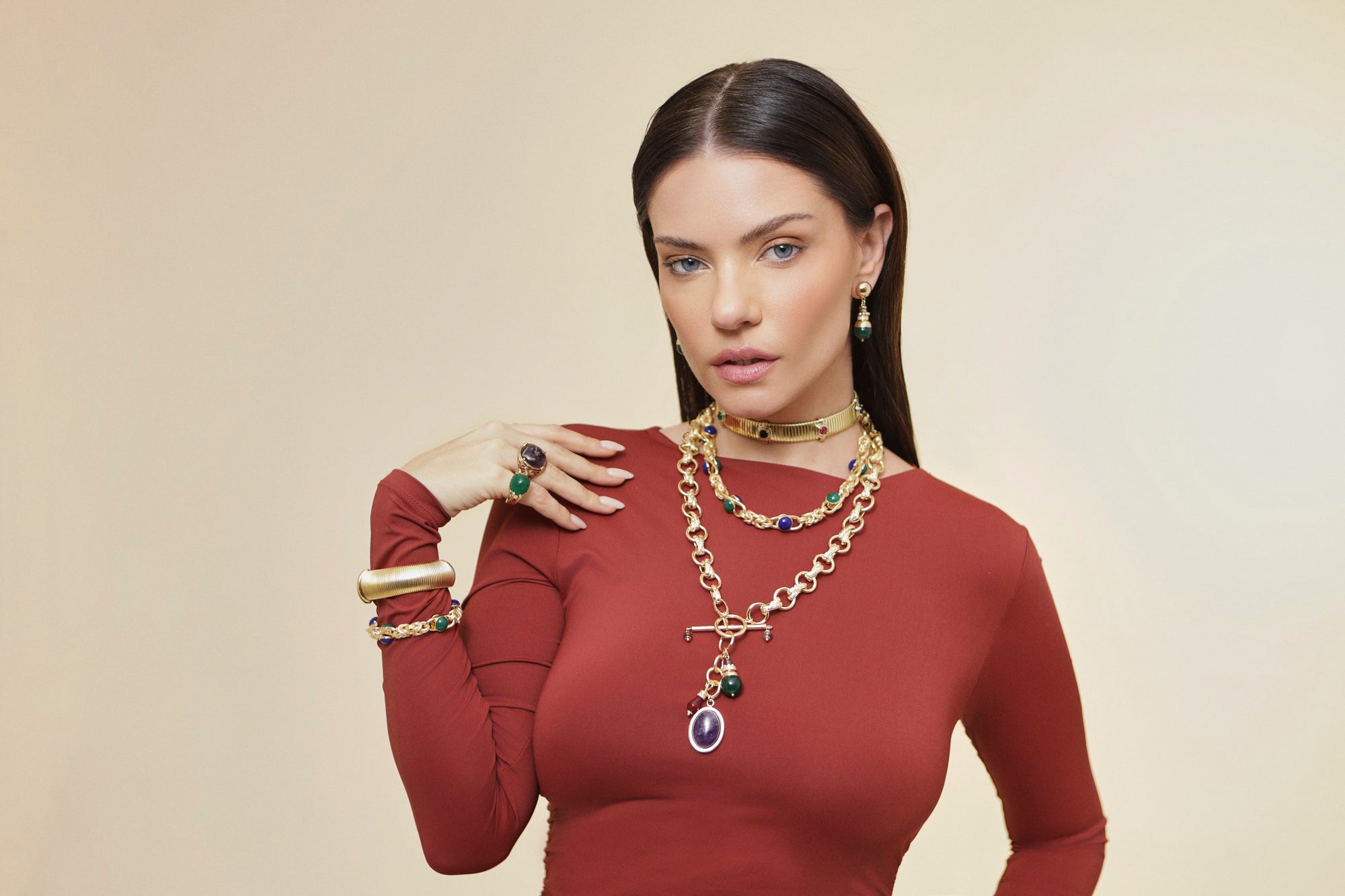 Sirena Earrings Green Agate