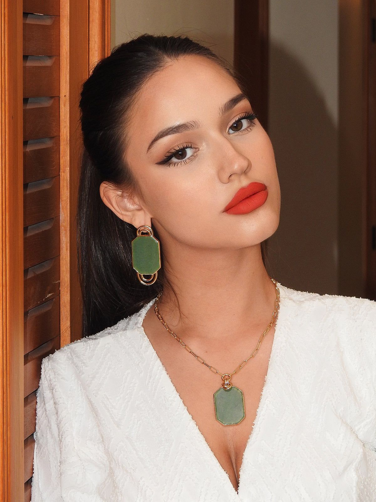 Icon Handle Green Aventurine Earring