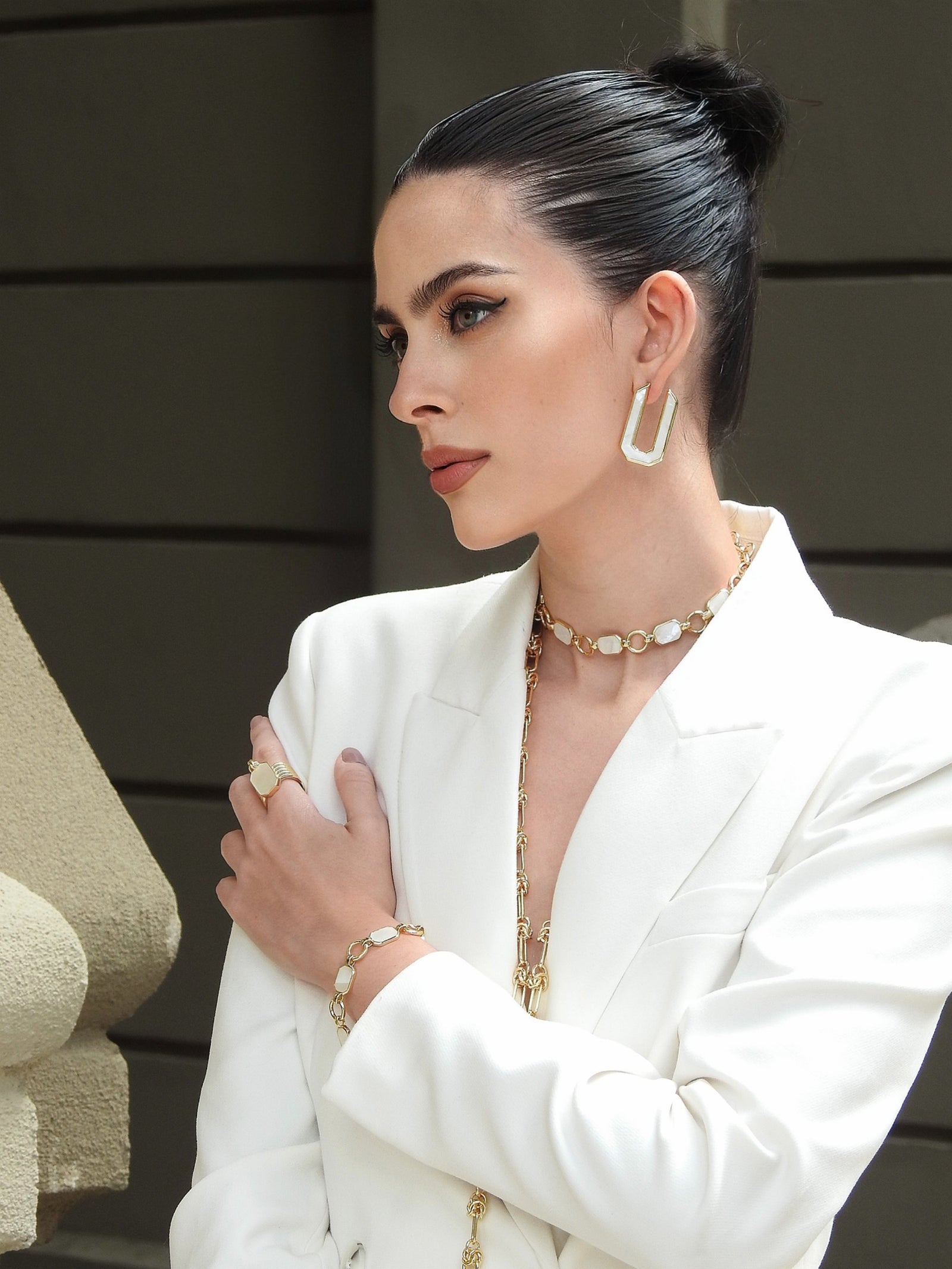 Icon Organic Hoop Peach Calcite Earring