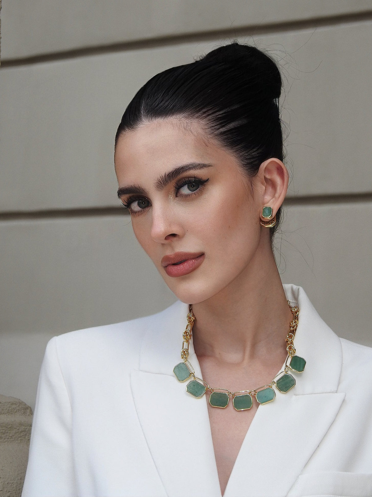 Icon Seven Stones Link Green Aventurine Necklace