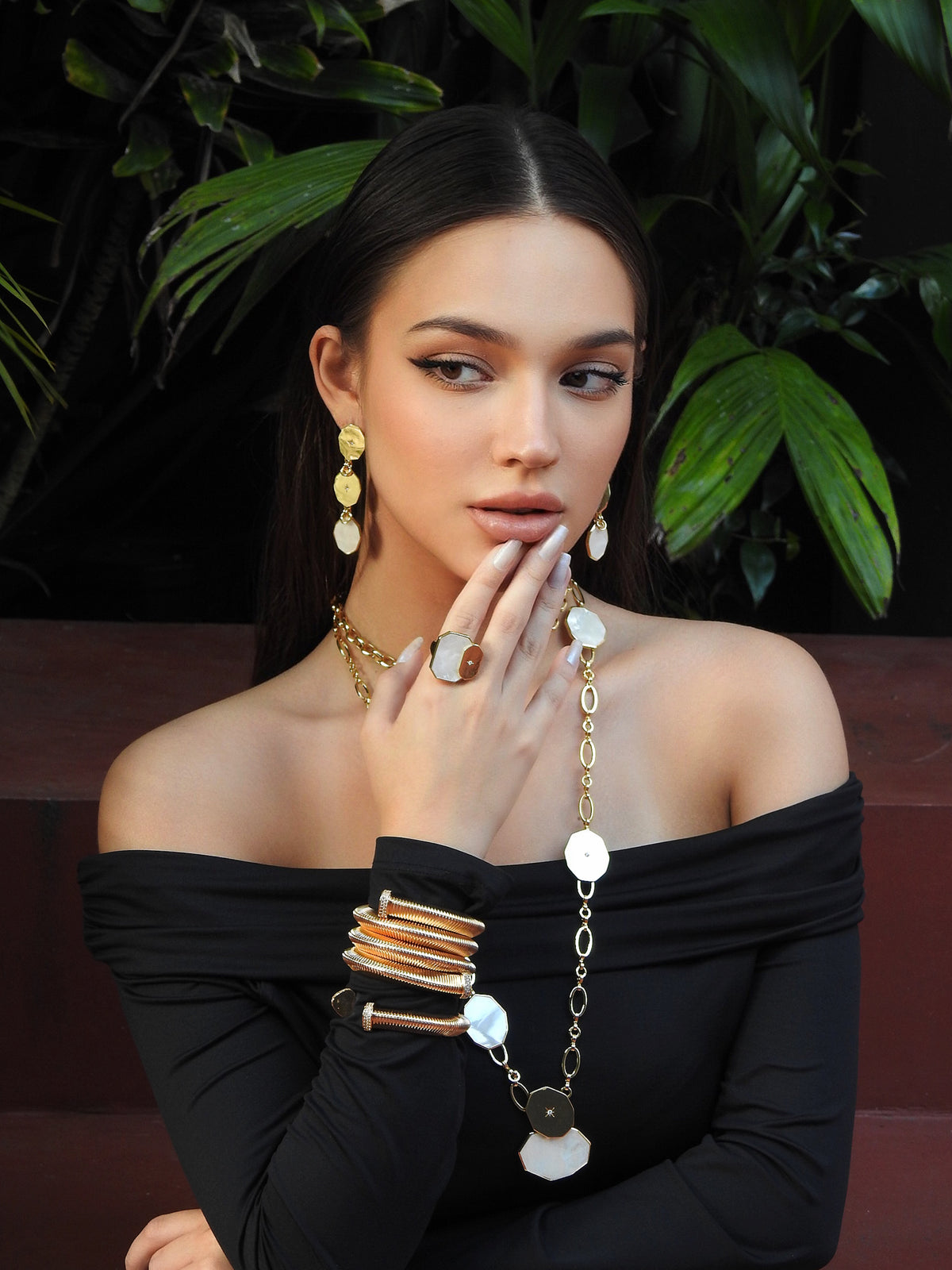 Icon Double Stack White Mother of Pearl Ring