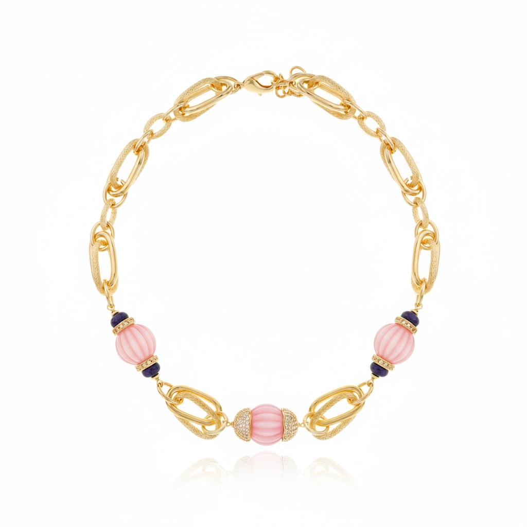 Zina Chain Necklace Pink