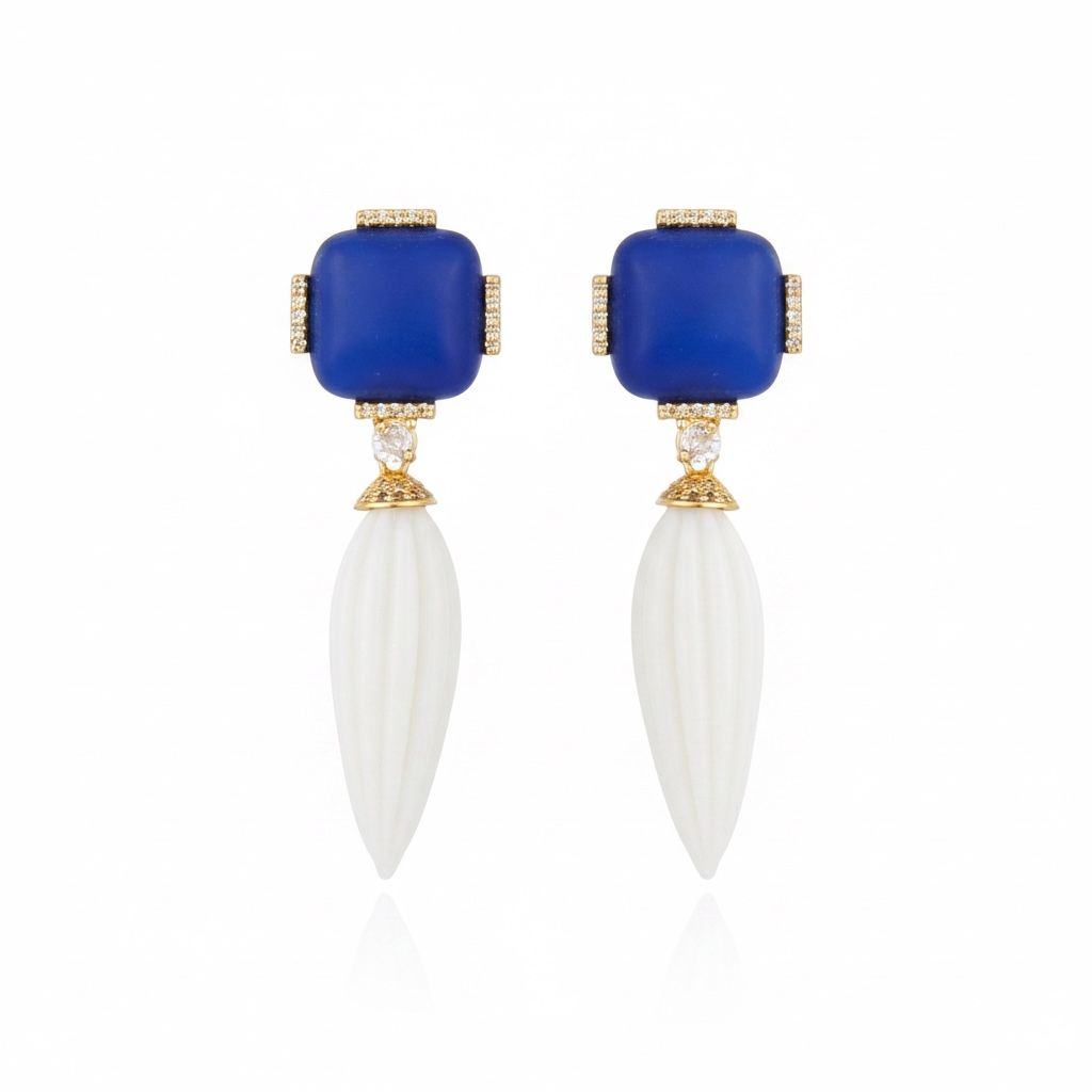 Noemia Earrings Blue and White