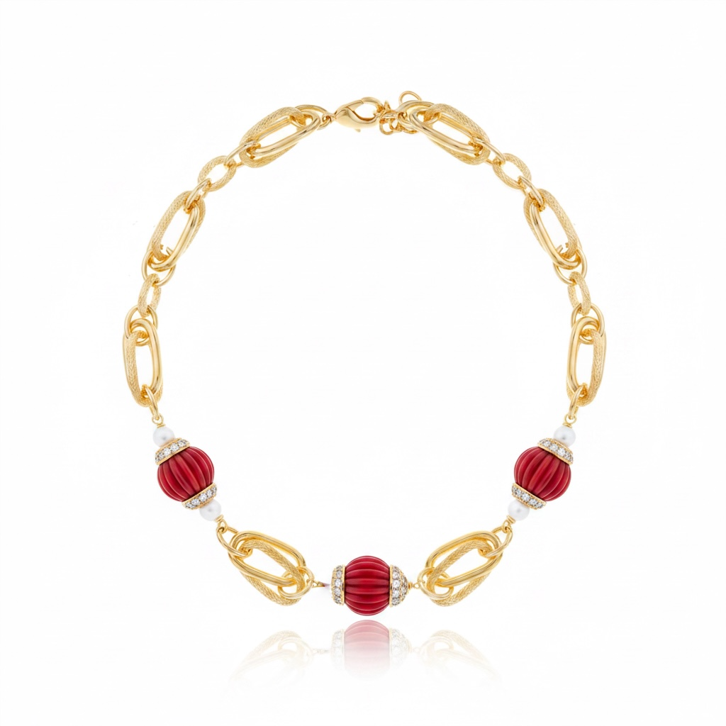 Zina Chain Necklace Red Coral