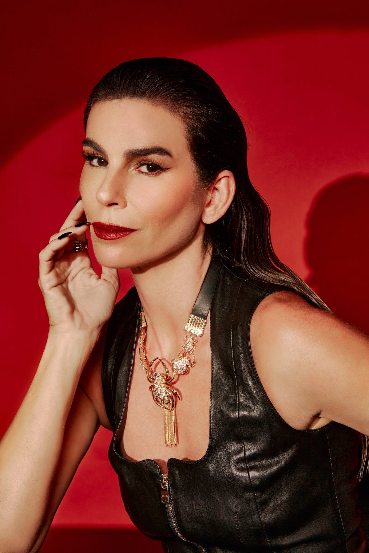 Spider Leather Necklace - Gold