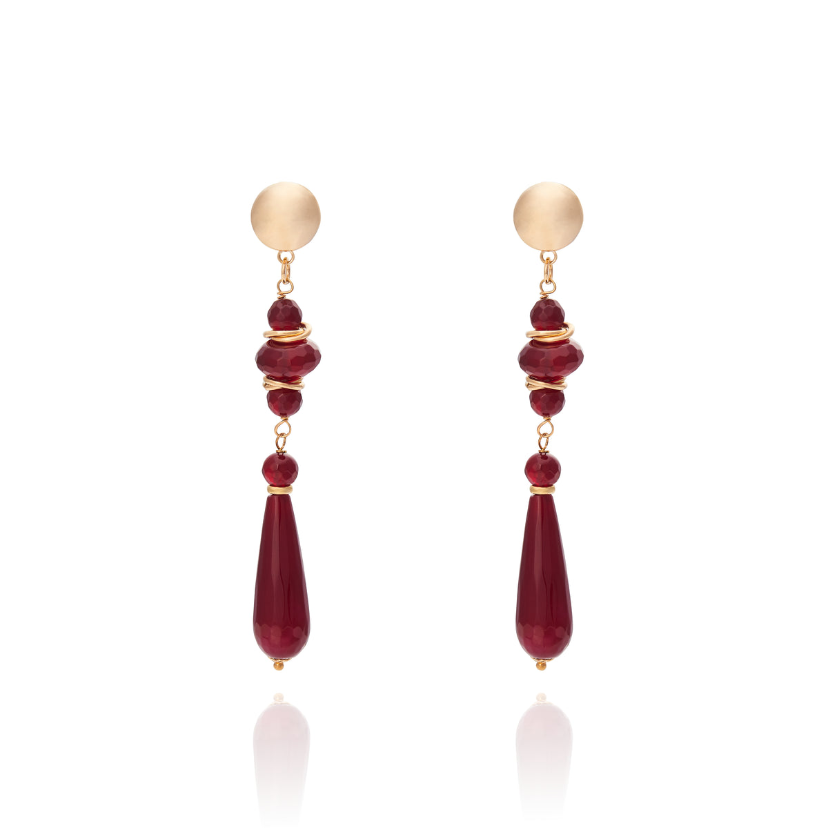 Taj Mahal Medium Earring - Burgundy