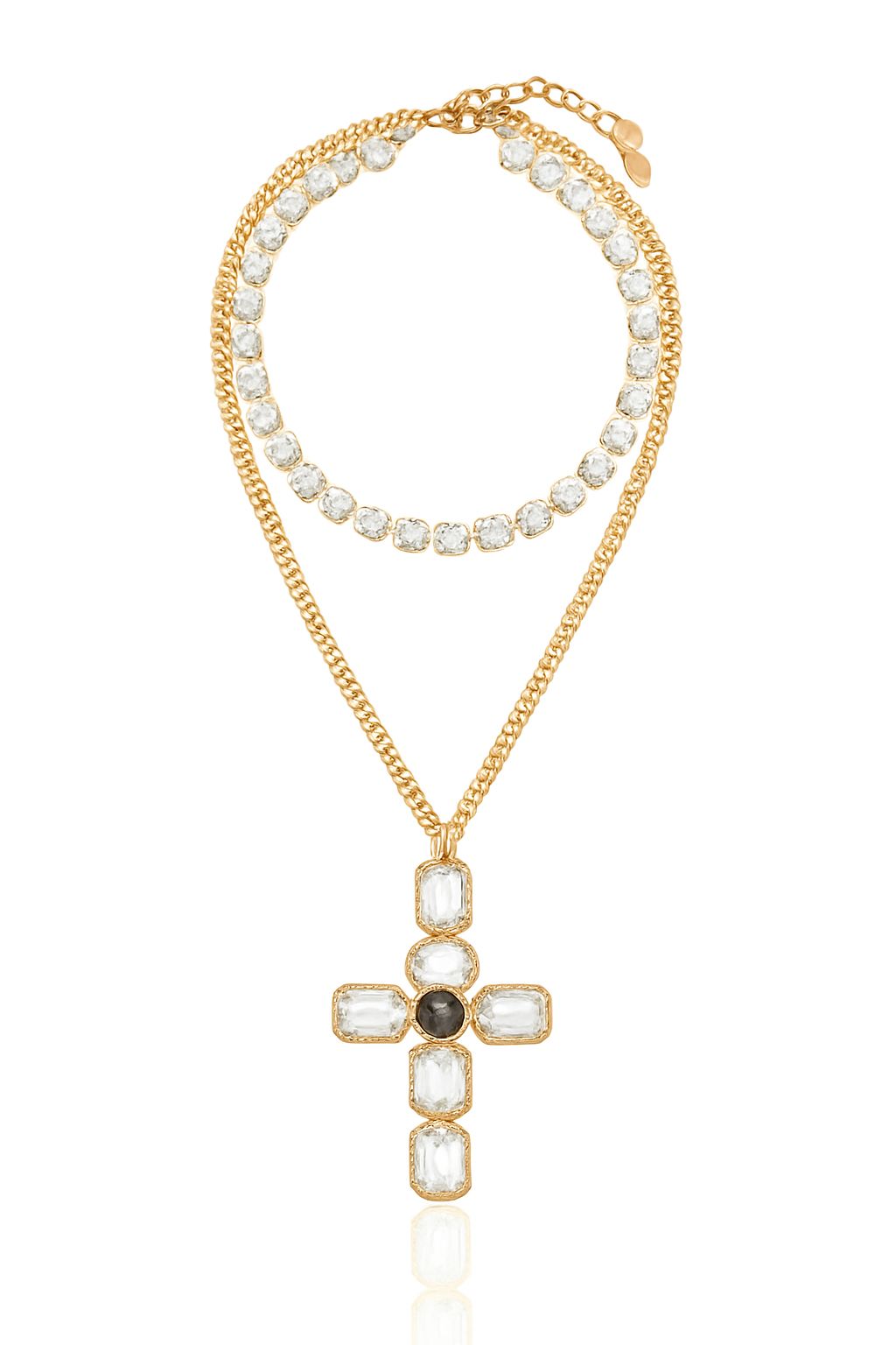 La Gratia Crystal Necklace 18K Gold Plated