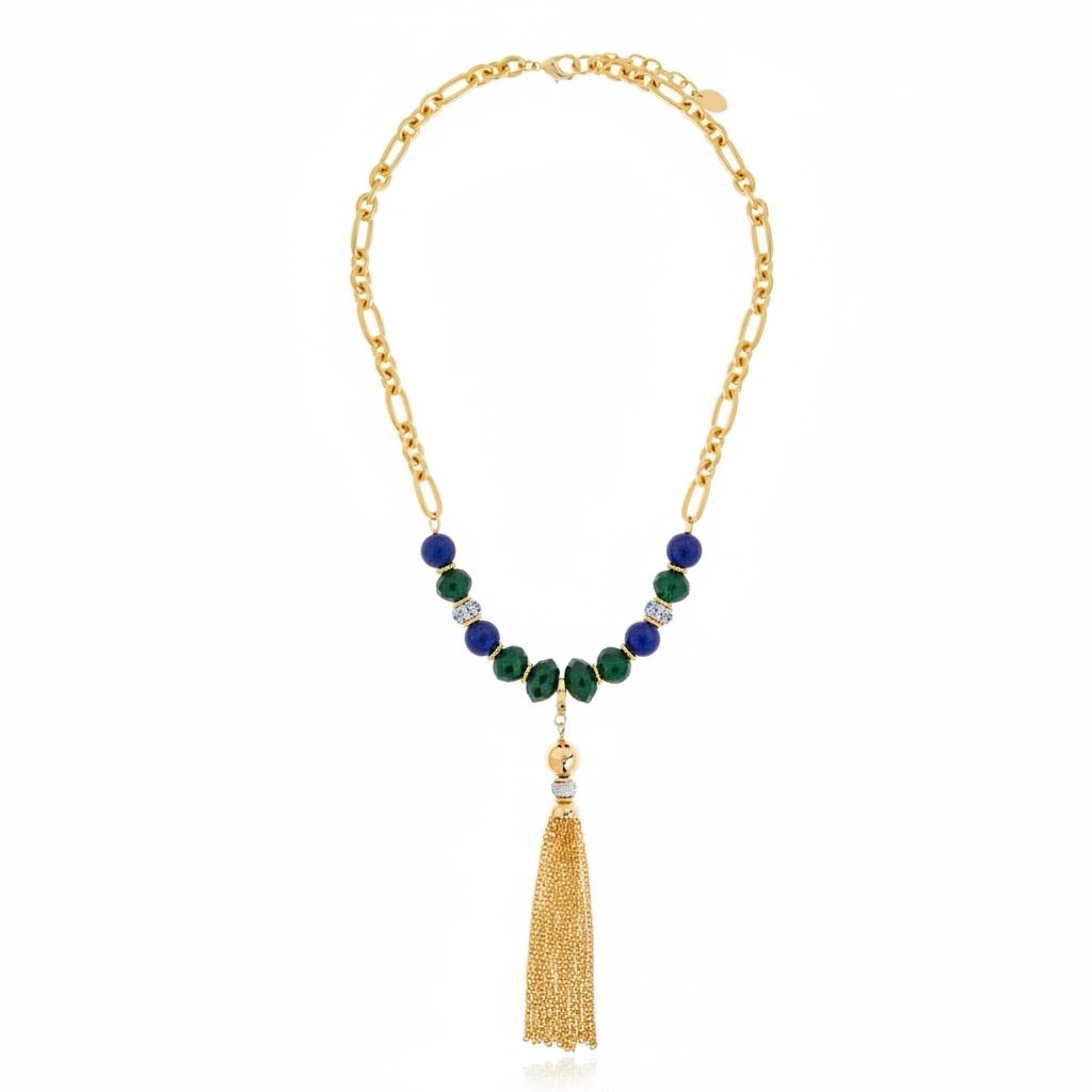 Gala Gems Fringe Necklace Green Agate