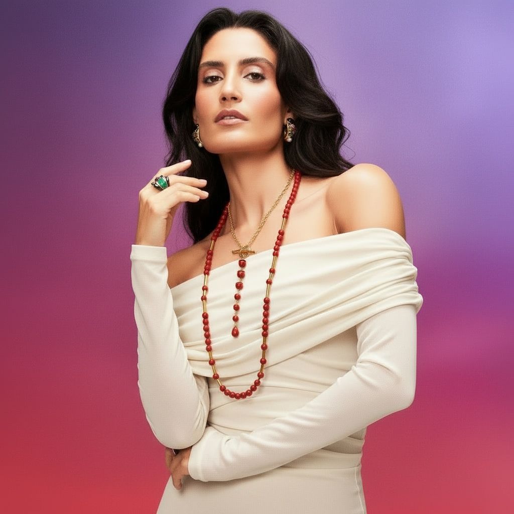 Long Hebe Necklace Red