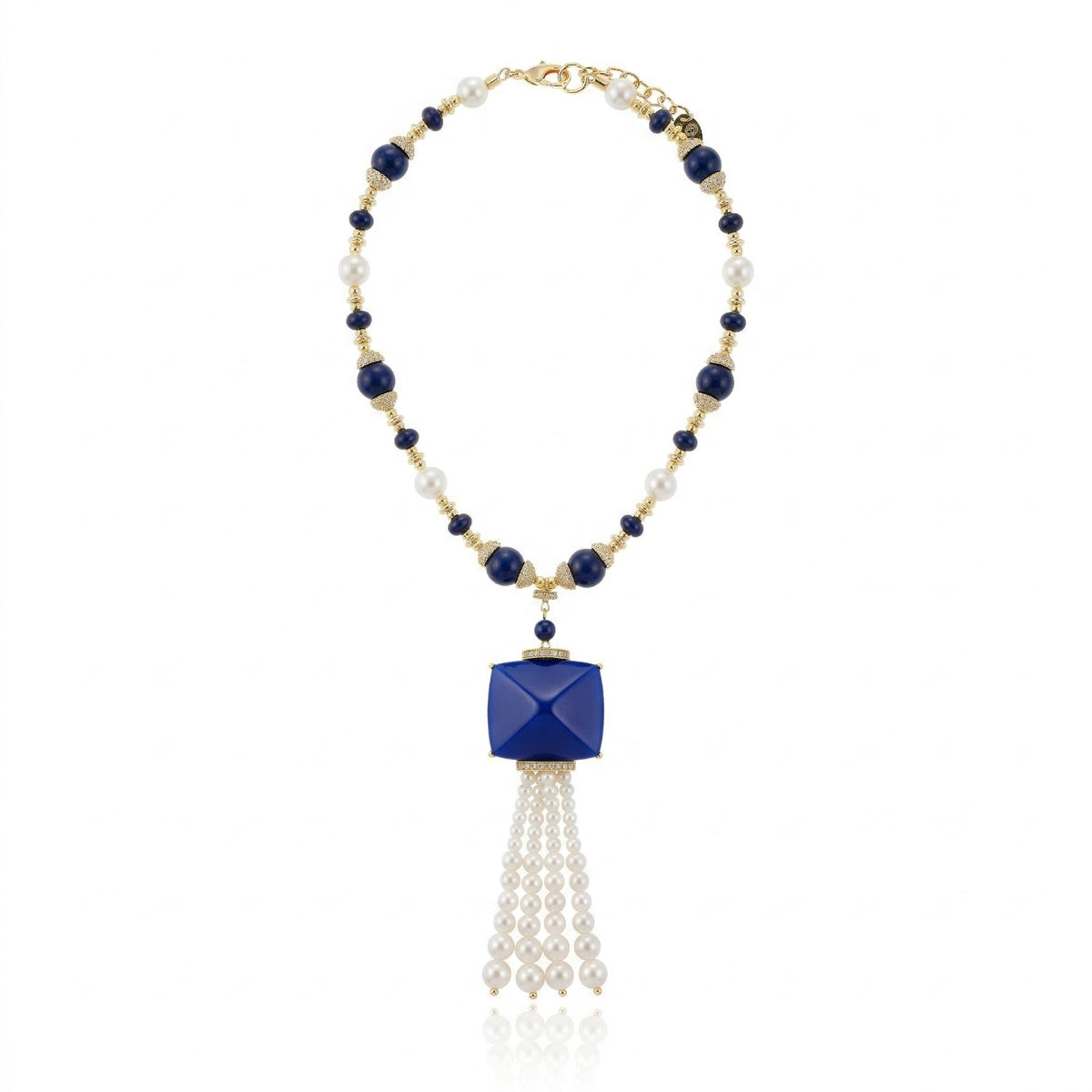 Tarsila Necklace Blue and Pearls