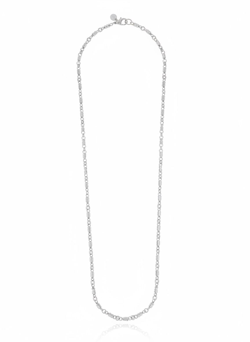 Clara Long Necklace Rhodium Plated