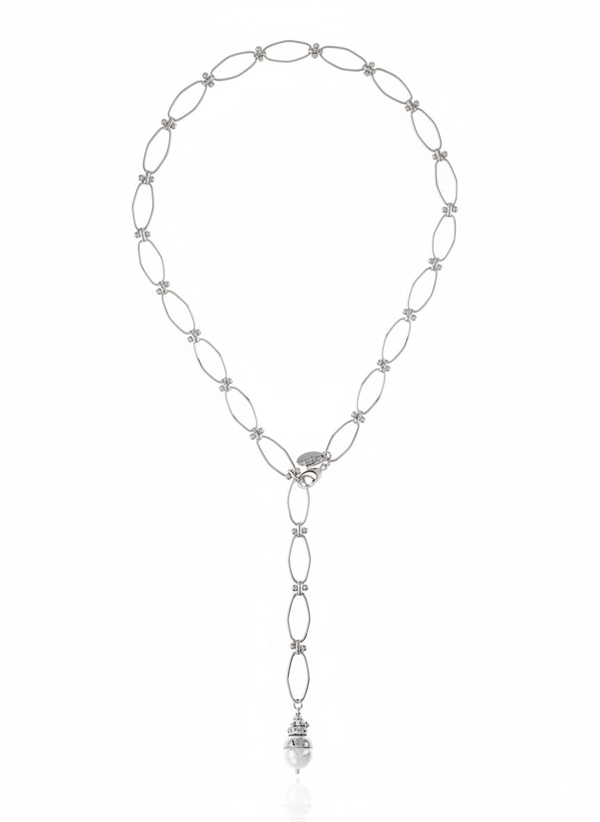 Eliana Drop Necklace Rhodium Plated