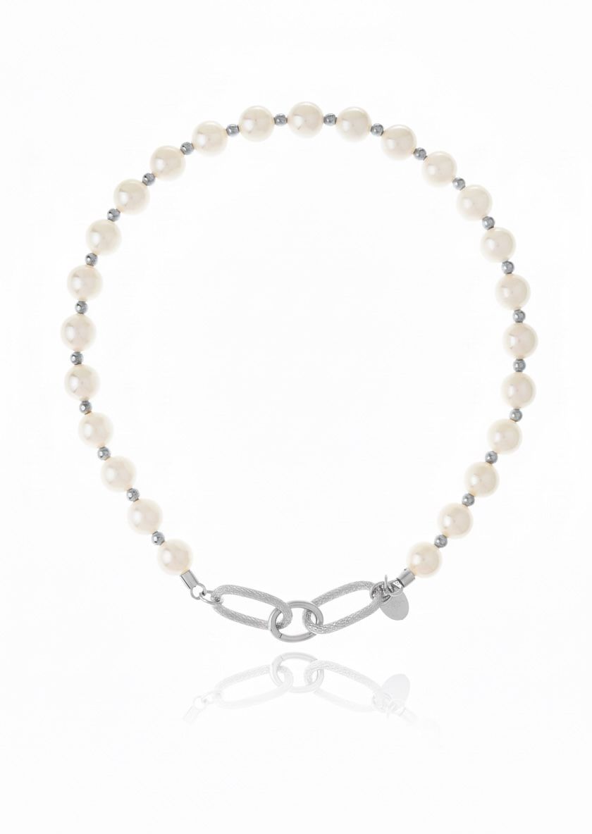 Mia Perla Necklace Rhodium Plated