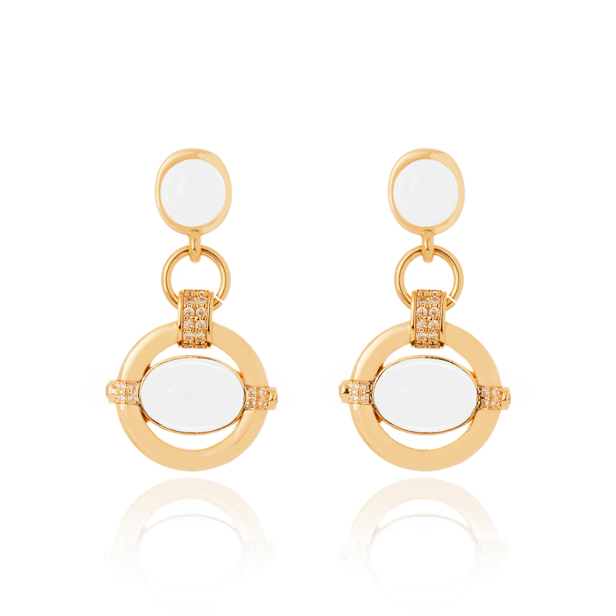 Cerchio di Lusso White Agate Earrings