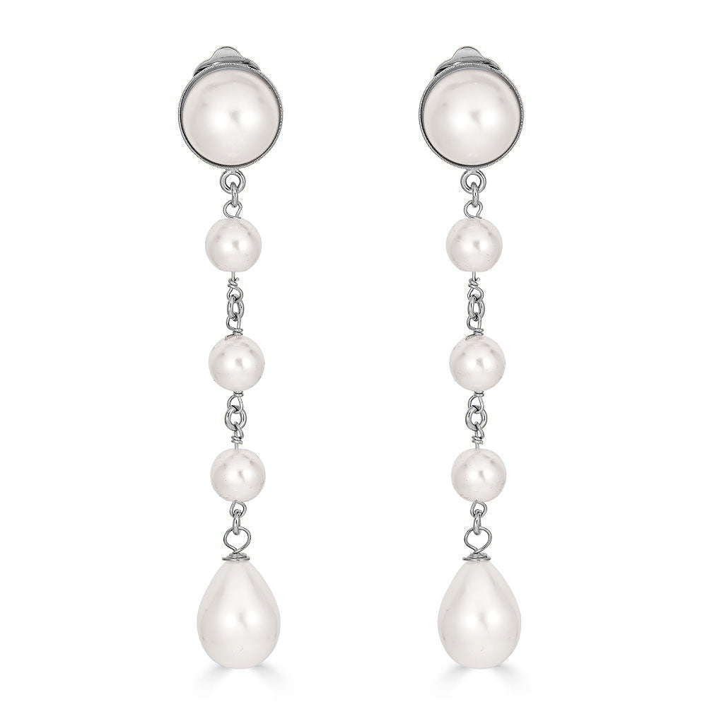Angela Pearl Earrings Silver