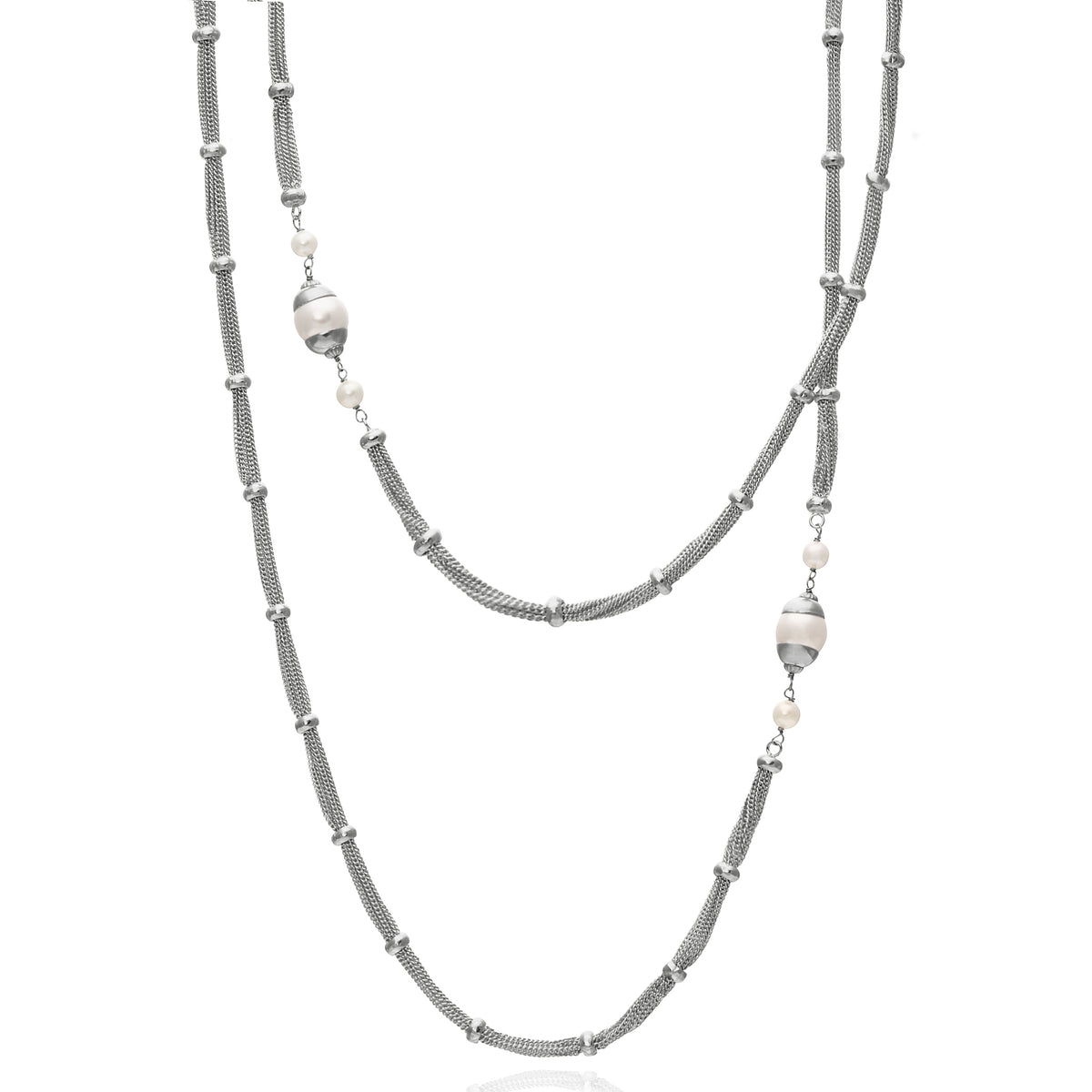 Taj Mahal Long Necklace Silver