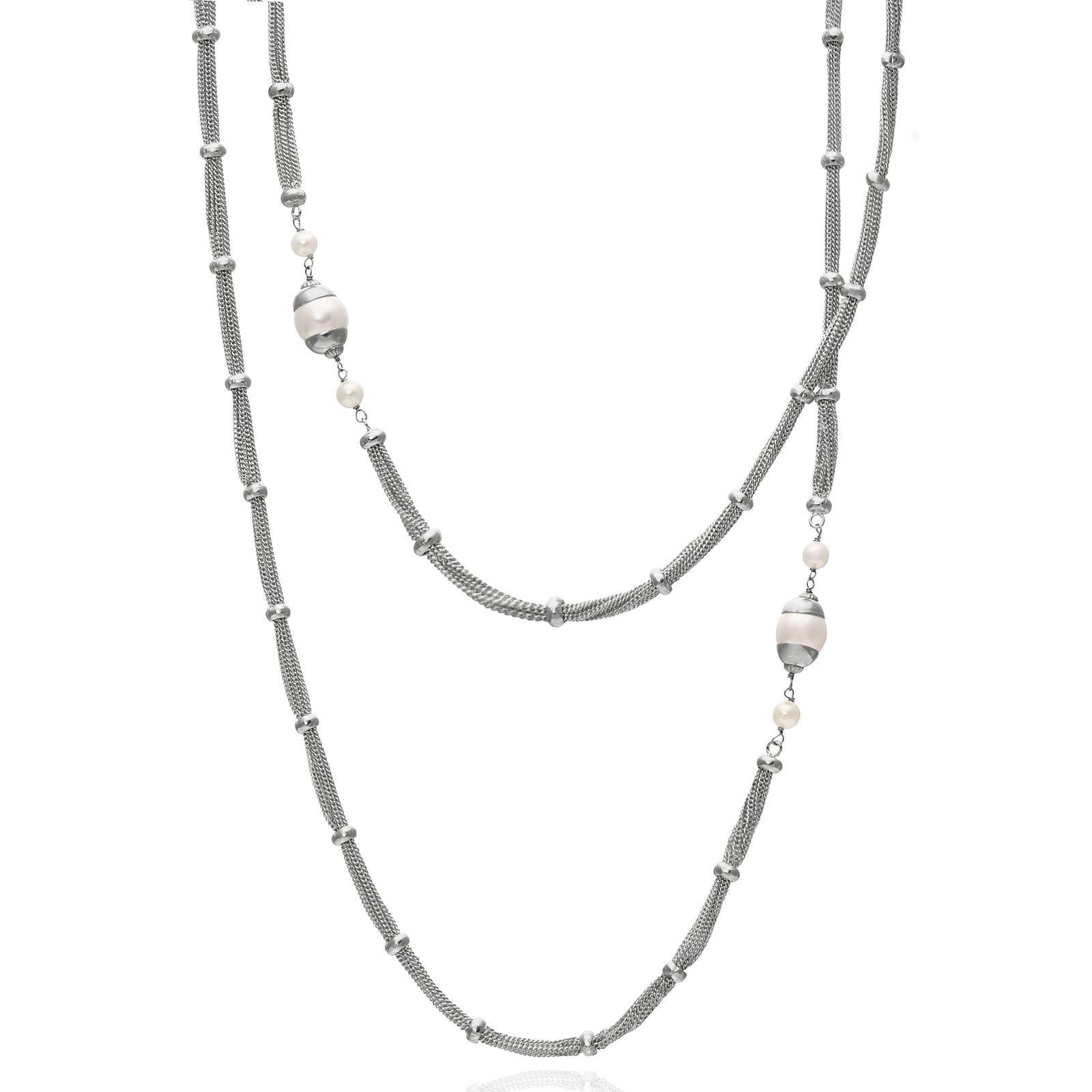 Taj Mahal Long Necklace Silver