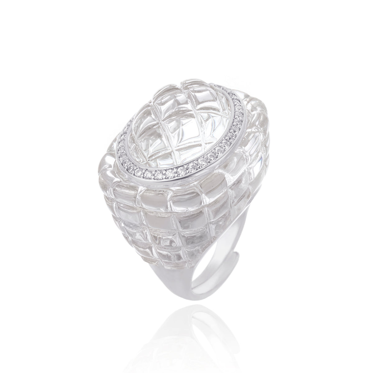 Firenze Ring Clear Rhodium Plated