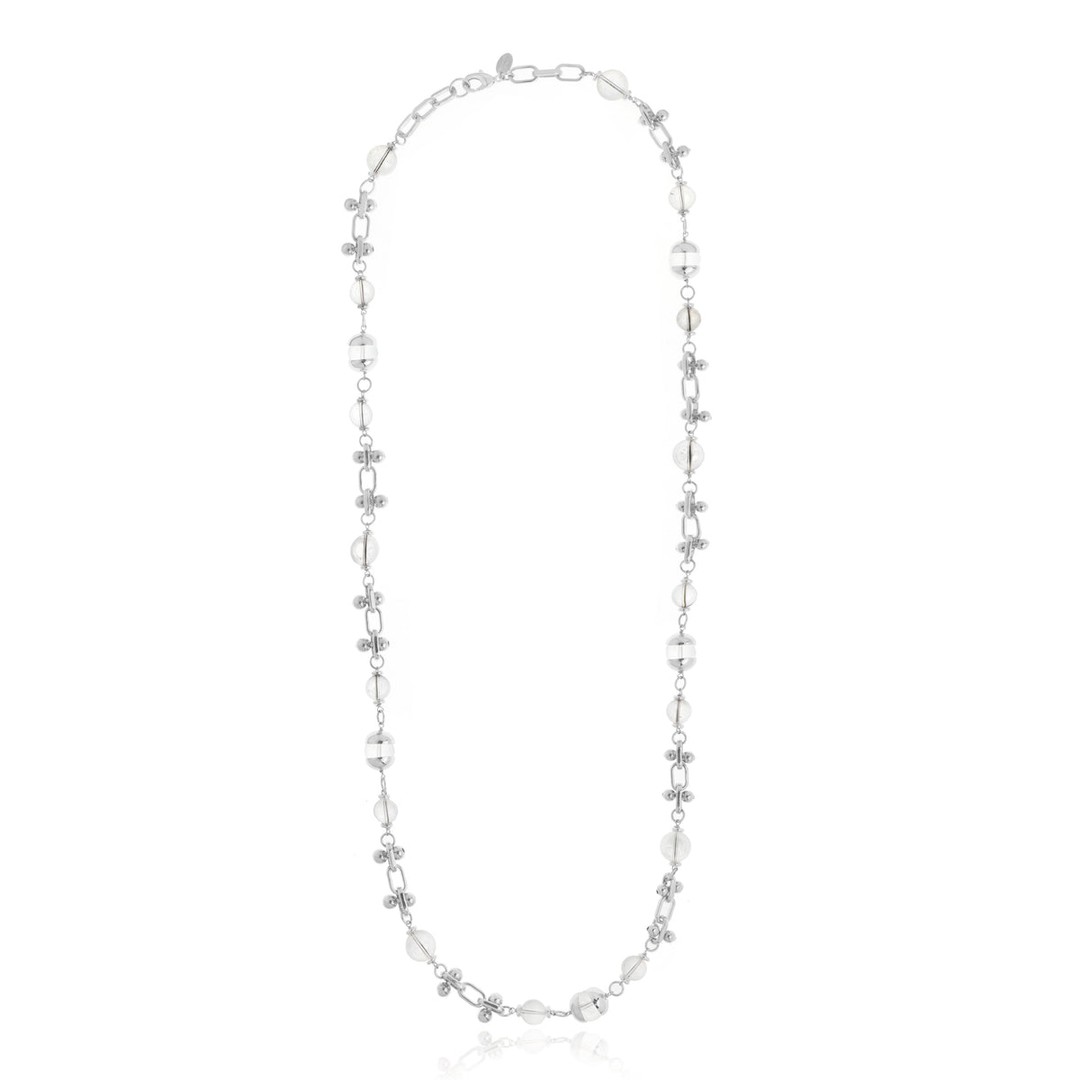 Liuce Long Necklace Rhodium Plated