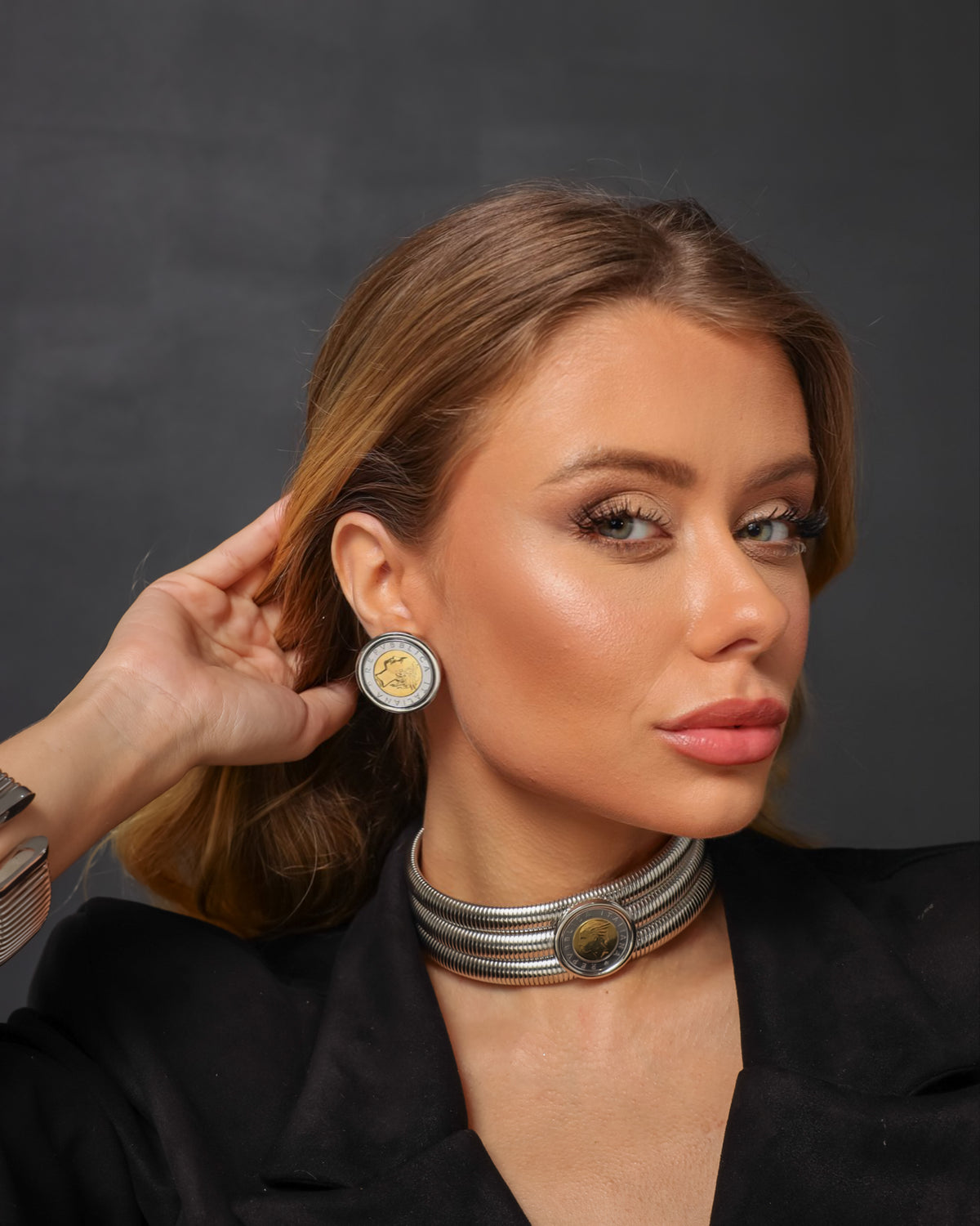 Estela Coin Studs Silver