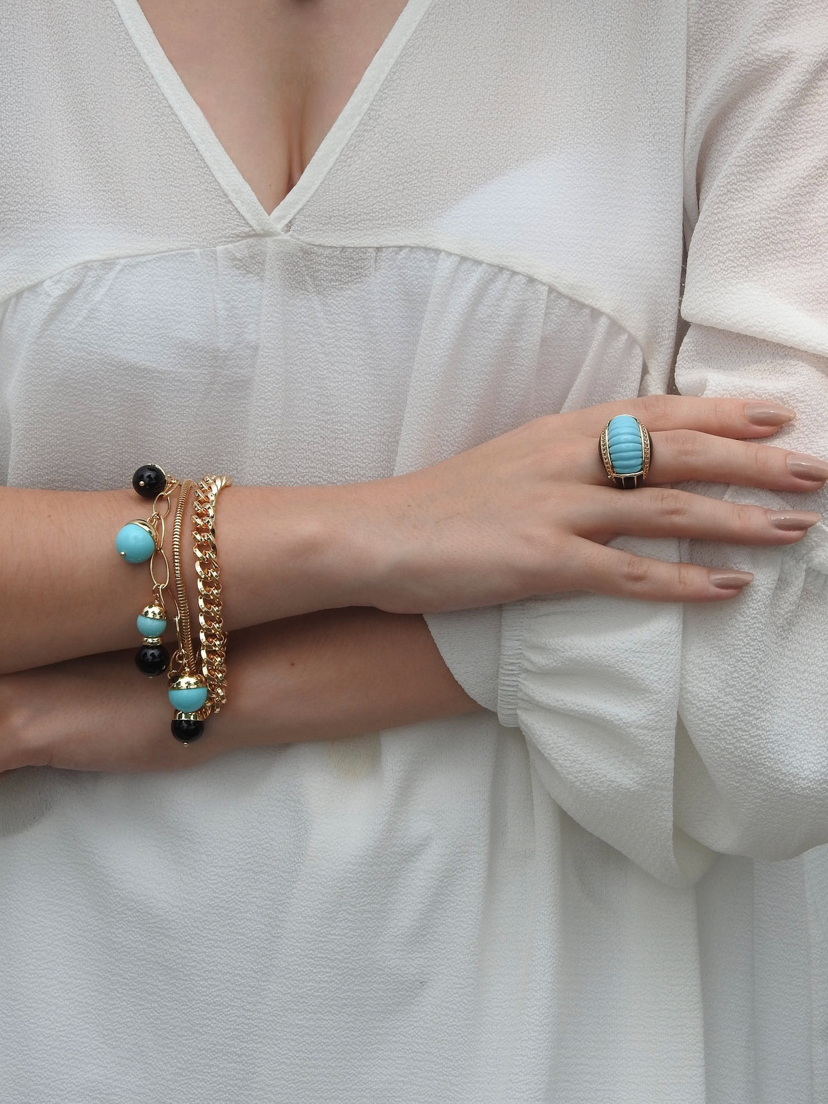 San Marco Turquoise Stone Charm Bracelet