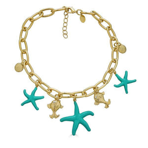 Starfish Chain Necklace - Blue