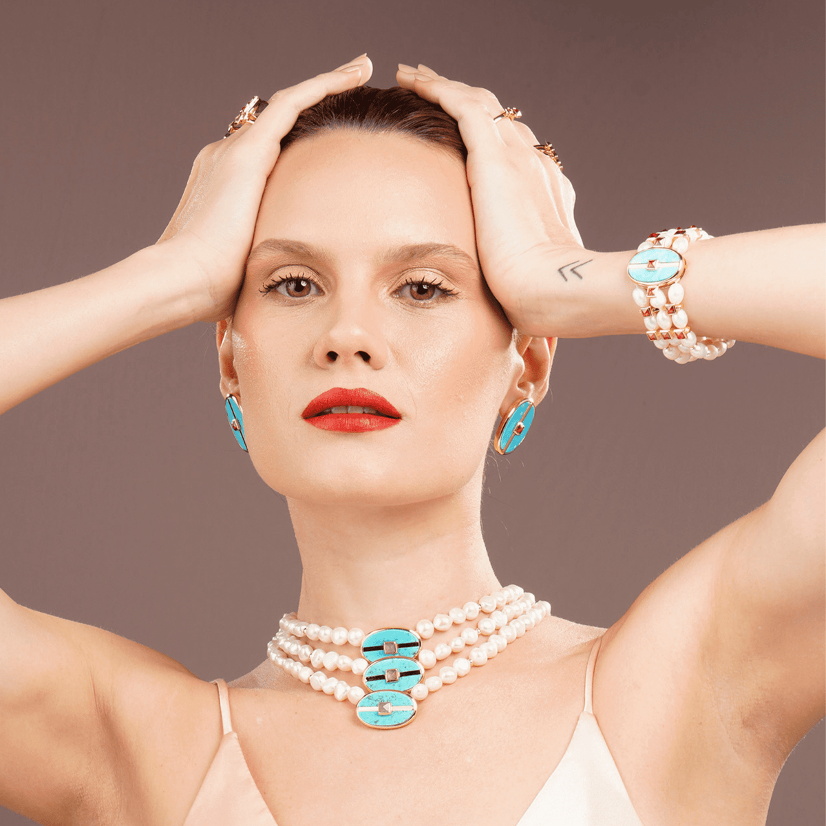 Inspire Pearl Necklace Turquoise