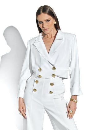 Selene Collared Button Jacket - OFF WHITE