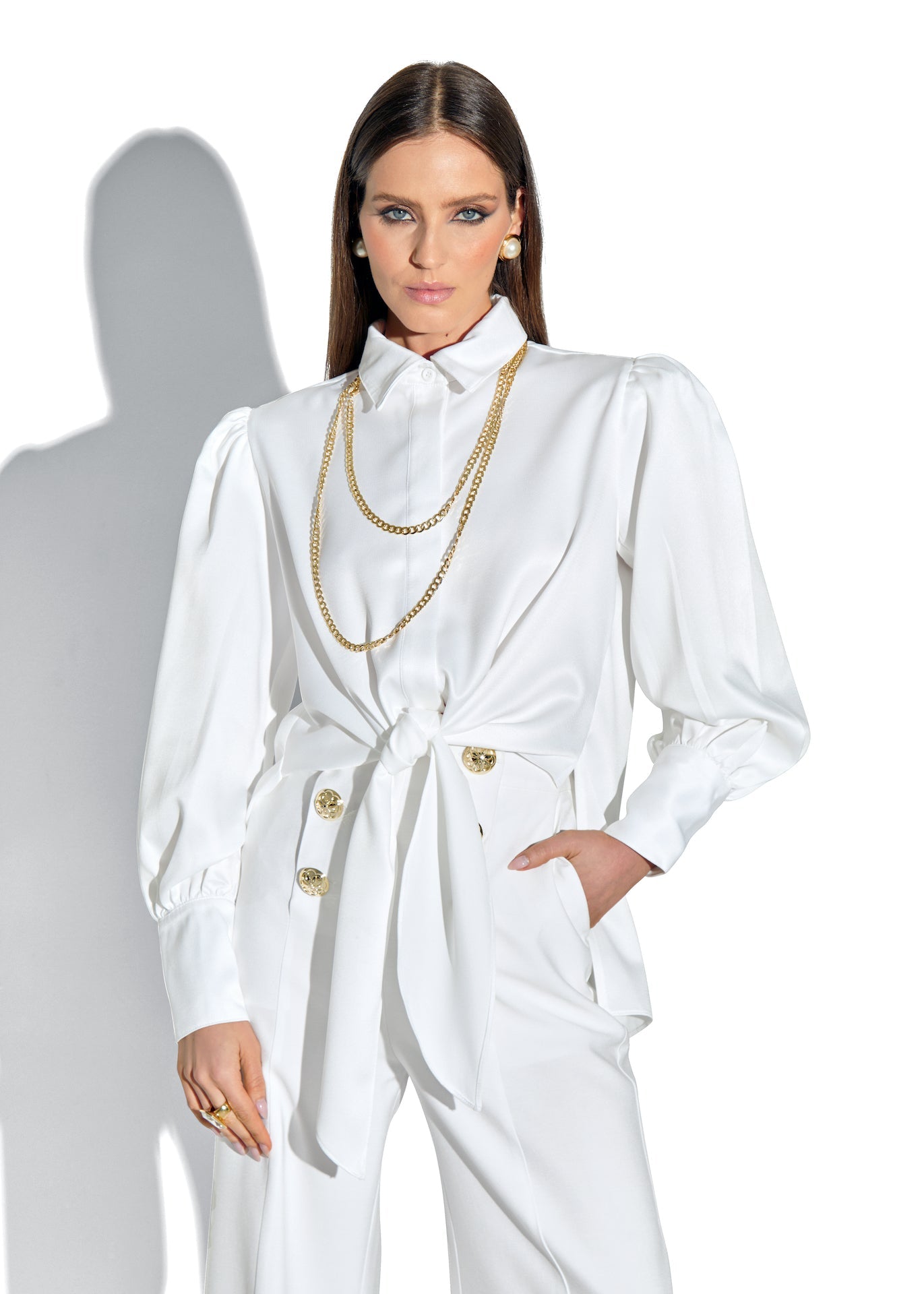 Alessia Long Sleeve Blouse  - OFF WHITE