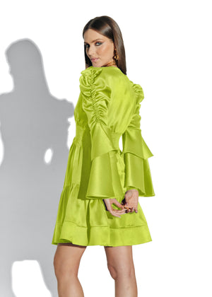 Clara Cinched Mini Dress - Lime