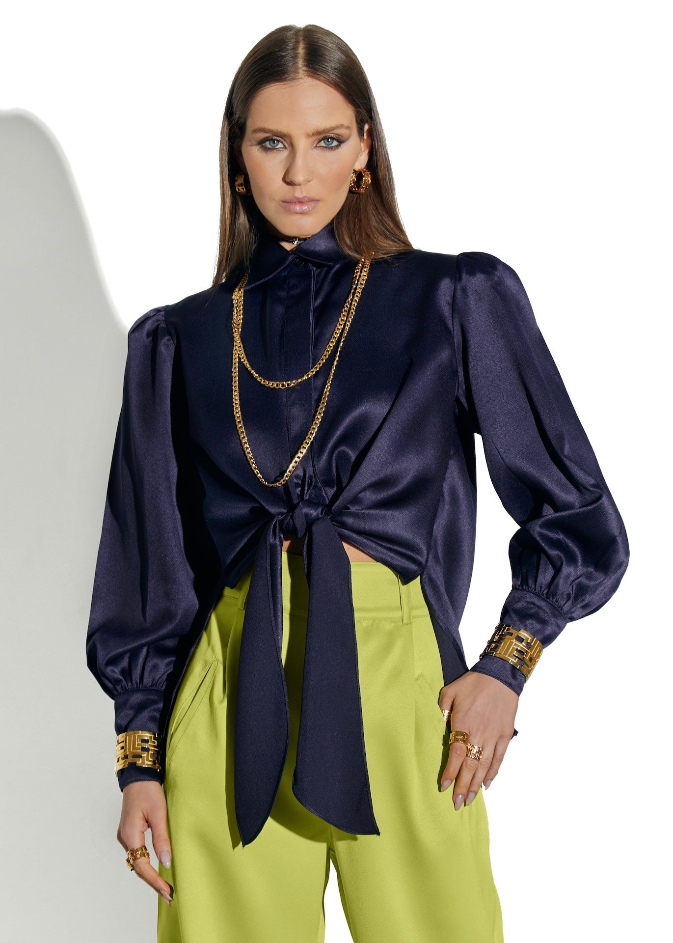 Alessia Long Sleeve Blouse - Navy