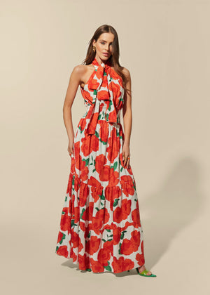 Adrina Sleeveless Maxi Dress - Floral Coral