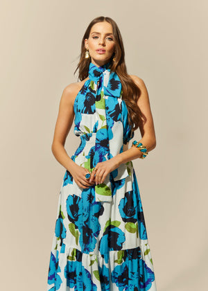 Adrina Sleeveless Maxi Dress - Floral Blue